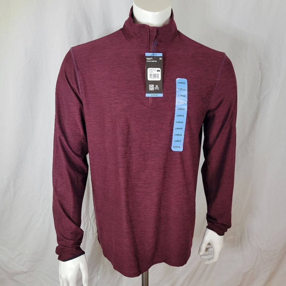 Gapfit Half Zip Closure Heathered Long Sleeve Shirt Size‎ L